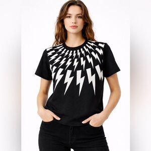 Neil Barrett Black Thunderbolt Graphic Tee Short Sleeve Made in Italy unisex szM